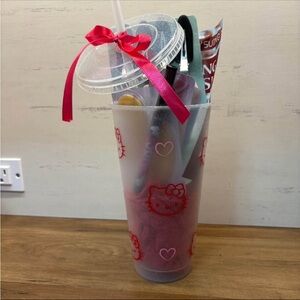 Hello Kitty Cup with Straw - Red & Pink